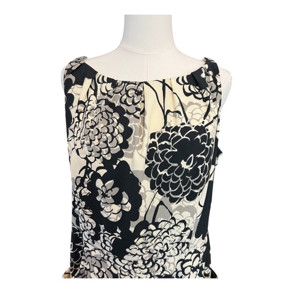 EUC JONES WEAR Black & Cream Floral Mid Length Dress Sz 14 + Flexees Shapewear - Picture 3 of 15
